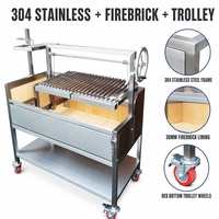 Système de levage à cliquet et à griffes pour charbon de bois de 53 pouces, en acier inoxydable, avec briques réfractaires, pour barbecue Asado / Santa Maria / Argentin GK1340CL