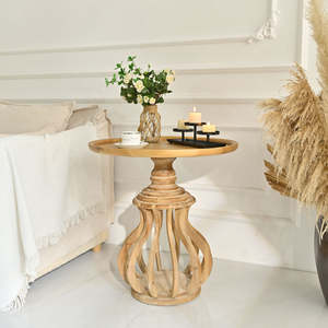 Mesa de Centro Extensible de Madera Sólida Estilo Rústico Europeo Moderno para Sala de Estar, Marca INNOVA Home - Product Image 2