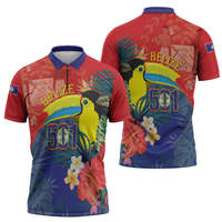 Polo zippé pour homme, thème Fête de l'Indépendance du Belize, motif Toucan tropical 501 Proud Keel Billed, décontracté, pour la Journée du Drapeau du Belize, style golf