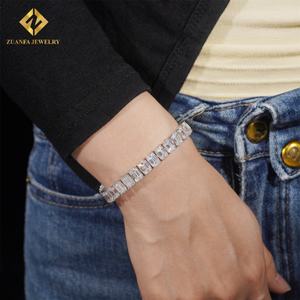 New Fashion Women Luxury S925 Sterling Silver Emerald Cluster Iced Out Hip Hop Jewelry Moissanite Tennis Bracelet - Product Image 1