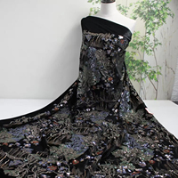 Tissu brocart en dentelle, velours noir, broderie de sequins pour robes de mariée, de soirée, sur mesure, fabrication OEM