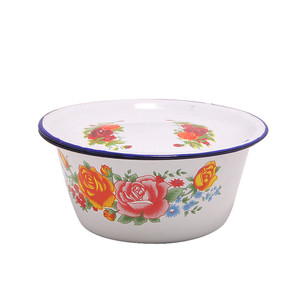 Bols en émail métallique classiques de 14 à 34 cm avec couvercle, décalcomanie durable, bol de rangement pour les doigts en émail, <span class=keywords><strong>vaisselle</strong></span> de cuisine en émail - Product Image 2