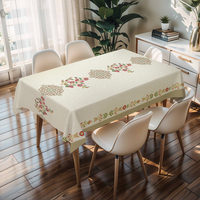 Nappe jetable tissée RNPT beige clair à motif floral prune foncé avec support en PU, résistante à l'huile et imperméable, épaisseur 0,5 mm