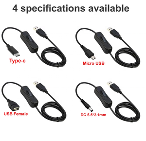 <span class=keywords><strong>Cable</strong></span> de Carga Micro USB <span class=keywords><strong>Tipo</strong></span> <span class=keywords><strong>C</strong></span> <span class=keywords><strong>con</strong></span> Interruptor de Encendido/Apagado, <span class=keywords><strong>Cable</strong></span> de Extensión USB a DC para Teléfono, Ventilador USB LED, etc. - Product Image 2