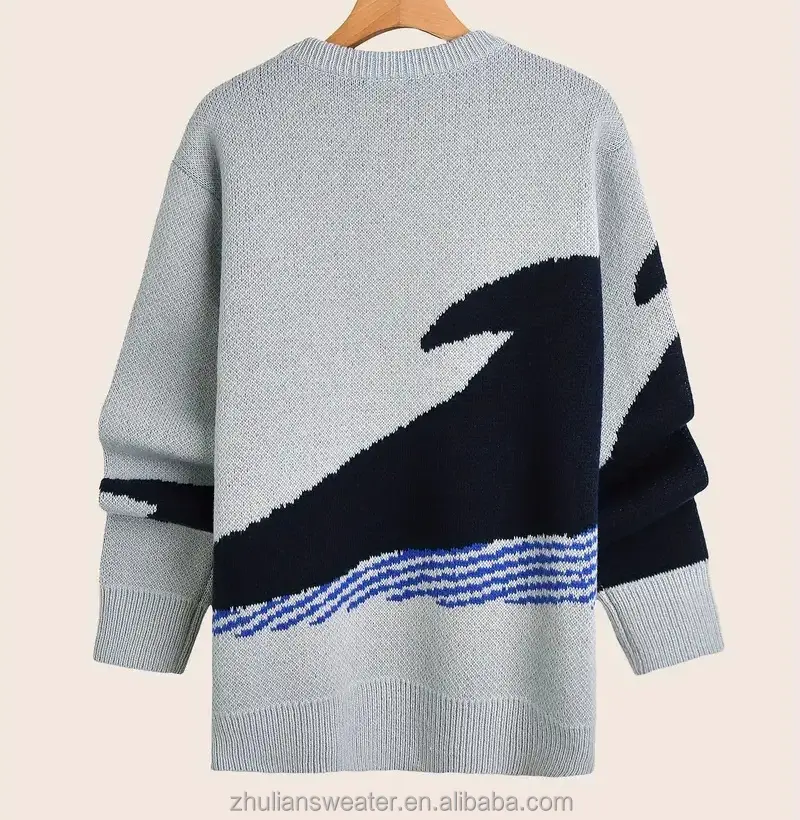 Individueller lässiger retro-Männer-Stil Karikatur-Whale-Gedruckte Pullover Herbst und Winter warmer und bequemer Pullover Pullover