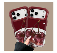 Coques de téléphone Crystal Cherry compatibles avec Apple 18pm, iPhone 16 Nouveau Modèle Femme 17 avec support, 15 en silicone, 14 anti-chute, 13