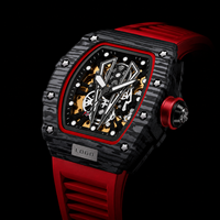 Reloj Mecánico de Lujo Automático con Tourbillon, Esqueleto Luminoso de 44 mm, con Correa de Silicona para Hombre, Deportivo y a la Moda