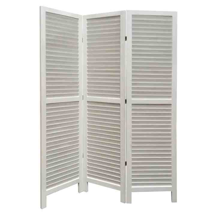 HMS 48\" X 67\" Black Wood Shutter Screen Elegant Room Divider