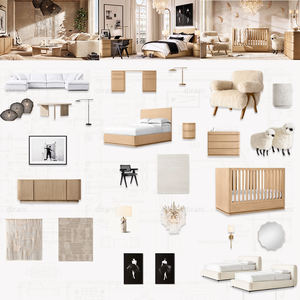 Foshan Hoge Kwaliteit Rh Meubelvilla Projecten Kant-En-Klare Oplossing Luxe <span class=keywords><strong>Bed</strong></span> Volledig Moderne Luxe Slaapkamermeubelset - Product Image 1