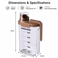 Conteneur de rangement pour cuisine personnalisé de 2500 ml, boîte de distribution de céréales en plastique hermétique avec double loquet et longue poignée