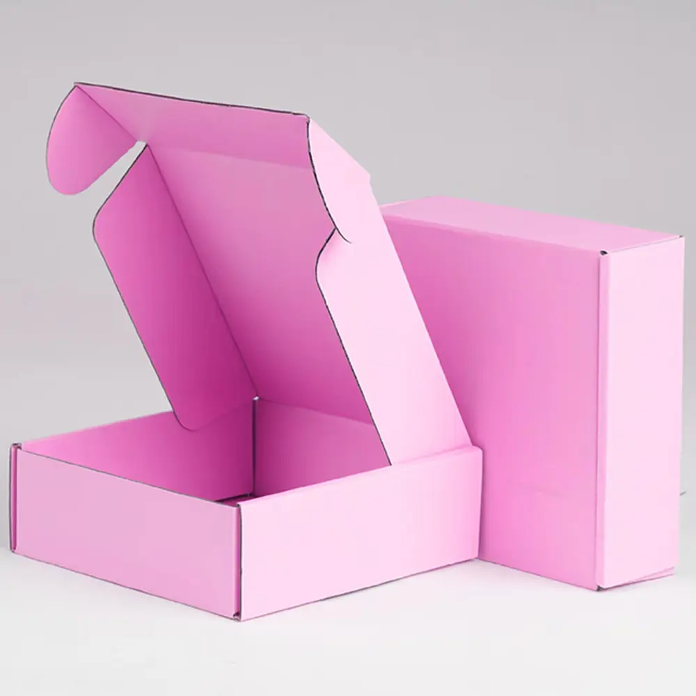 Boîte postale en carton de couleur imprimée personnalisée, emballage en papier ondulé, boîte d'expédition pour vêtements, 2022