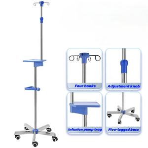 <b>Adjustable</b> Stainless Steel Mobile Drip Infusion Stand with Direct Manufacturer Supplied Infusion Rod for Hospital Use - Product Image 2