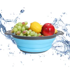 Folding Strainer Fruit Vegetable Washing Basket Colander Silicone Colander Collapsible Drainer Kitchen Accessories