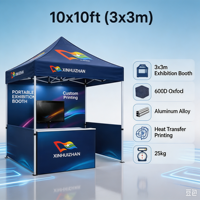 Tente de réception pliable en aluminium avec impression personnalisée, toile Oxford 600D imperméable, pour salons professionnels et événements publicitaires