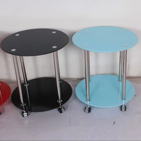 Table basse ronde de luxe en bois et verre, format compact, avec aquarium intégré