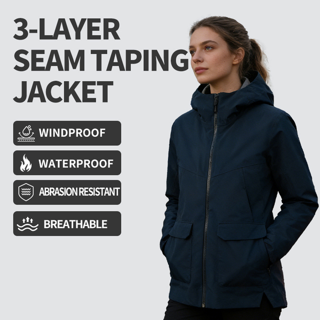 Unisex Waterproof Three-Layer Laminated Soft Shell Breathable Seam Sealed for Hooded Fleece Lined Zipper Outdoor Jacket