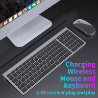 Combo de Teclado y Ratón Inalámbrico BT Mini Portátil y Delgado, en Oferta, para Mac, PC, iPhone, iPad, iOS, Android, Windows