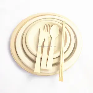 Disposable Bamboo Fiber Tableware Pulp Plate Dishes with Plant Pattern for Food Disposable Paper Plates for Burgers