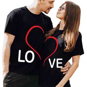Set Regalo di San Valentino con T-Shirt Casual da <span class=keywords><strong>Uomo</strong></span> MARKAKRALI con Motivo a Cuore, Abbinamento per Coppie, Tessuto Lavorato a Maglia Personalizzato - Product Image 2