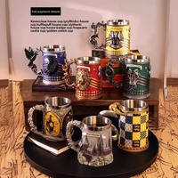 Chopes à bière en acier inoxydable avec poignée, thème Quatre Grandes Maisons Magiques, grande capacité, design vintage de luxe léger, idéales comme cadeau souvenir