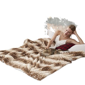 Manta de Franela con Estampado de Ciervo en Piel Sintética Marrón, Suave, Antipilling, con Diseño Animal para Invierno, para Cama o Hogar - Product Image 5