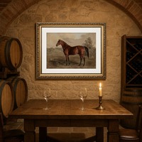 SEQIAO Décoration Murale Cheval Encadré Or Vintage, Cadre Métallique, Tableau Classique, Impressions sur Toile, Style Rustique Ferme Antique pour la Maison