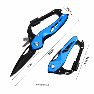Couteau mousqueton bleu électrique avec clip de verrouillage rotatif, lame pliante, brise-vitre, idéal pour le camping, les sports et les activités de plein air, pour les acheteurs en gros - Product Image 4