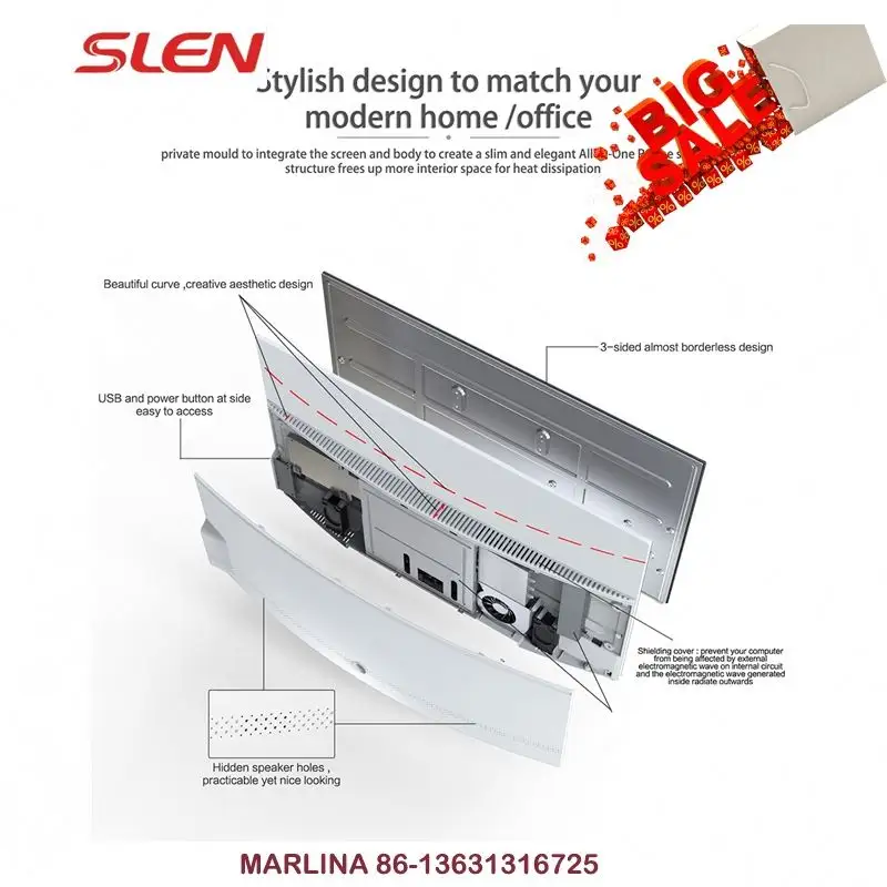 SLEN מחשב שולחני גרפיקה כרטיס 4000 כל אחד 8G ram זיכרון 480GB SSD 23.8 אינץ מסך צג aio pc