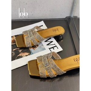 Women's Large Size Elegant Casual <b>Flat</b> Slippers One-Strap Open Toe Slip-On Closure Floral Pattern Rhinestone Decorated Fashion - Product Image 4