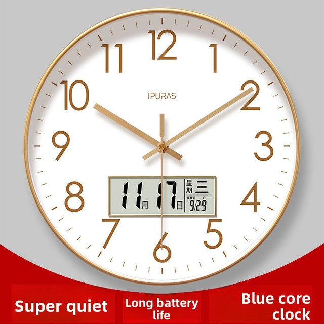 Promotional Modern Fashional Large 3D Round Rose Gold Custom Logo Plastic Quartz Silent Clock Wall Clocks Home Decorative Decor