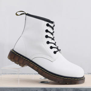 Stivaletti Bianchi in Morbida Pelle per <span class=keywords><strong>Donna</strong></span>, Stile Britannico Classico, 6 Fori, Vera Pelle, Allacciatura, <span class=keywords><strong>Tacco</strong></span> <span class=keywords><strong>Basso</strong></span>, <span class=keywords><strong>Stivali</strong></span> da Motociclista - Product Image 4