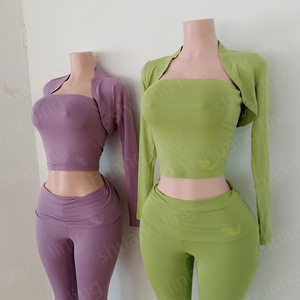 Conjunto de salón para mujer, blusas envolventes de Ballet de colores <span class=keywords><strong>con</strong></span> logotipo personalizado, Tops <span class=keywords><strong>con</strong></span> pantalones acampanados, conjuntos plegables sobre mallas de Yoga, conjunto de salón para mujer - Product Image 6
