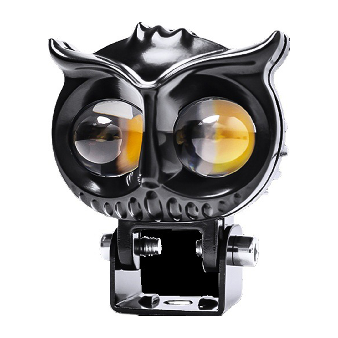 Двухцветные светодиодные противотуманные фары для мотоциклов, фары дальнего света, точечные рабочие фары для мотоциклов, светодиодные фары, сова