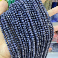 Vente en gros de pierres rondes en saphir naturel à facettes perles de cristal naturelles en vrac de 2mm 3mm 4mm pour la fabrication de bijoux de collier