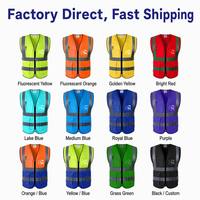 Gilet de sécurité réfléchissant haute visibilité, directement de l'usine, gilet de travail multi-poches avec fermeture éclair pour les travailleurs de la construction, du trafic et des routes, plusieurs couleurs