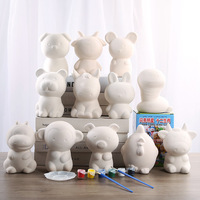Les douze signes du zodiaque chinois beaux animaux biscuit en céramique non peint pour enfants peinture à faire soi-même