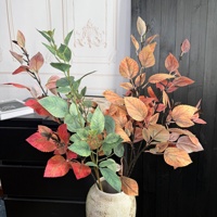 Feuilles de bouleau artificielles en soie, plante verte de Thanksgiving, couleur automne, décoration douce pour la maison, arrangement floral d'intérieur pour mariage