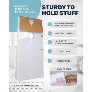 <b>Plastic</b> Door Hanger Bags 6.5 X 14.5 Inches Clear Waterproof Door Knob Hangers for Flyers Brochures - Product Image 4