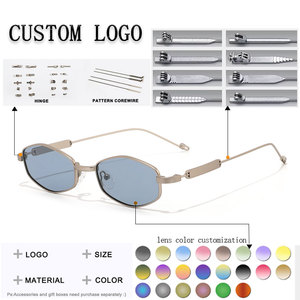 Lunettes de soleil ovales à monture intégrale noire, verres foncés, protection UV 100%, unisexe, pour adultes, style tendance - Product Image 2