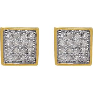 Ornaatis Diamond Stud <b>Earrings</b> 0.10 Cttw Round Cut 10k Yellow Gold 6mm Screw <b>Back</b> Women's Everyday Wear - Product Image 2