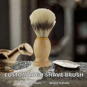 Brosse à barbe en poils de sanglier avec manche en bois, outils de rasage et de nettoyage du visage, logo personnalisé, vente en gros - Product Image 2