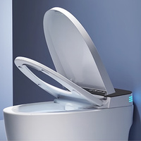 WC intelligent de luxe monobloc à chasse automatique par gravité, à poser au sol, avec télécommande, capteur, siphon en S et siège chauffant inclus