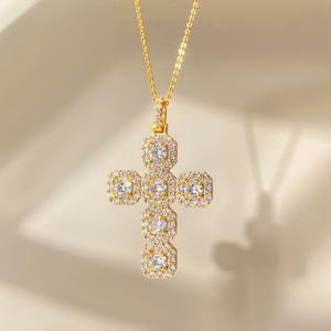 Collier pendentif micro-pavé en zircon cubique, plaqué or 18 carats, collier ras du cou en forme de croix pour femme, bijoux - Product Image 5