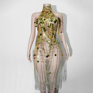In Stock Gold Turtleneck Dress Reflective Holographic Style | Alibaba.com