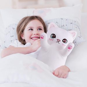 Ücretsiz kargo PP pamuk süper yumuşak doldurulmuş hayvan beyaz kedi peluş yastık oyuncak sevimli yavru uzun atmak yastık bebek çocuklar için hediye - Product Image 2