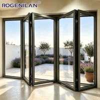 Porte pliante extérieure en aluminium imperméable Rogenilan Patio, double vitrage, porte accordéon en verre trempé