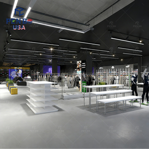 Exhibidor de Ropa Deportiva con Tecnología Personalizada PENBO, Estante con Iluminación LED, Decoración Interior Moderna para Tienda Deportiva, Madera/Metal/Cristal - Product Image 4