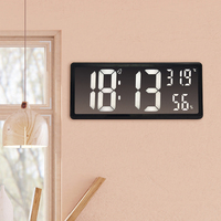 Horloge numérique analogique intelligente d'extérieur EMAF de 14 pouces, grande horloge numérique pour la démence, horloge de table murale LED avec affichage de la température et de l'humidité