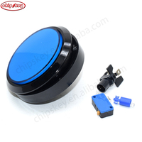 # CKX9057 bleu 100mm plat rond 12V illuminé LED bouton poussoir d'arcade avec micro-interrupteur pour bricolage jeux armoires distributeur automatique
