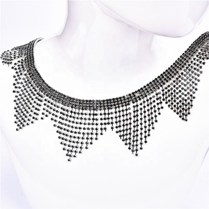 Argento nero triangolo strass rifilatura di nappa cucire su cristallo di vetro catena di metallo per abbigliamento da ballo vestito - Product Image 5